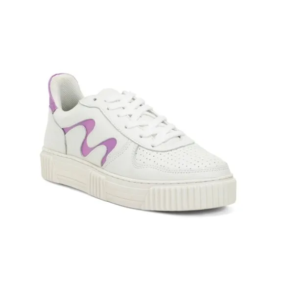 SANDRO MOSCOLONI White/purple Made In Brazil Leather Rio Sneakers