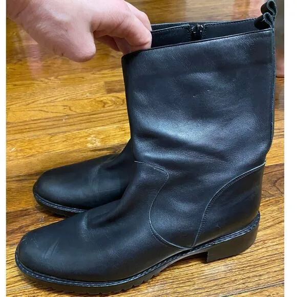 Santana Canada Black Leather Boots Rugged Waterproof Lug Sole Sleek Edgy Grunge