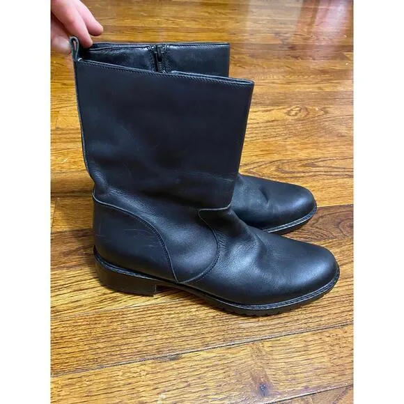 Santana Canada Black Leather Boots Rugged Waterproof Lug Sole Sleek Edgy Grunge