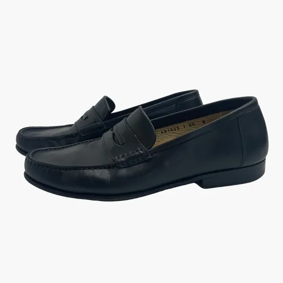 Santoni Black Penny Leather‎ Loafers