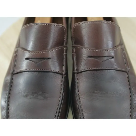 Santoni Driving Penny Loafers Mens Size 11.5 Brown Leather Made In ITALY