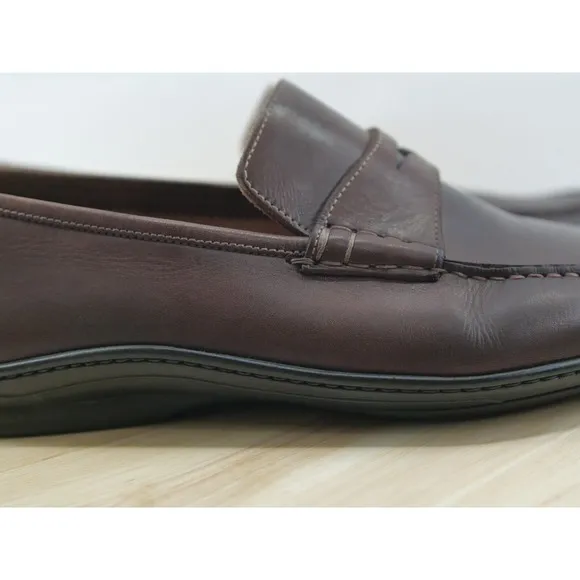 Santoni Driving Penny Loafers Mens Size 11.5 Brown Leather Made In ITALY