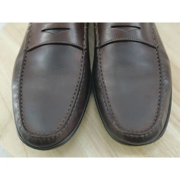 Santoni Driving Penny Loafers Mens Size 11.5 Brown Leather Made In ITALY