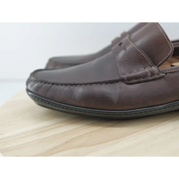 Santoni Driving Penny Loafers Mens Size 11.5 Brown Leather Made In ITALY