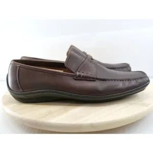 Santoni Driving Penny Loafers Mens Size 11.5 Brown Leather Made In ITALY
