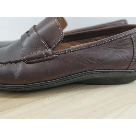 Santoni Driving Penny Loafers Mens Size 11.5 Brown Leather Made In ITALY