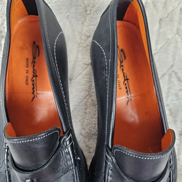 Santoni Tassel Loafers Mens 9 EE Italy Leather Penny Timeless Preppy Classic