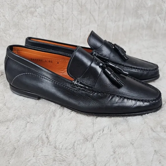 Santoni Tassel Loafers Mens 9 EE Italy Leather Penny Timeless Preppy Classic