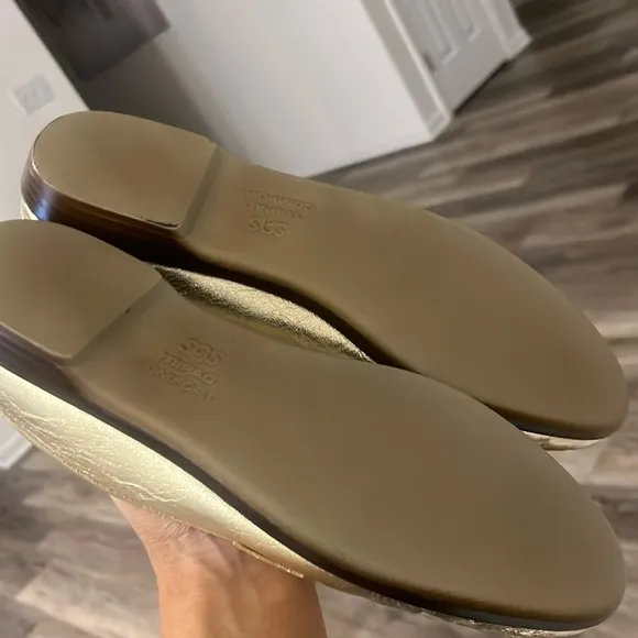 SAS wink Gold Leather Tripad Comfort Driving Loafers metallic NEW size 8.5 N