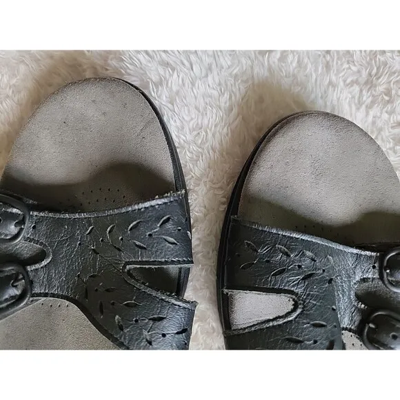 SAS Women's Duo Sandal Size 10.5 S Black Leather Tripad Comfort Made In USA