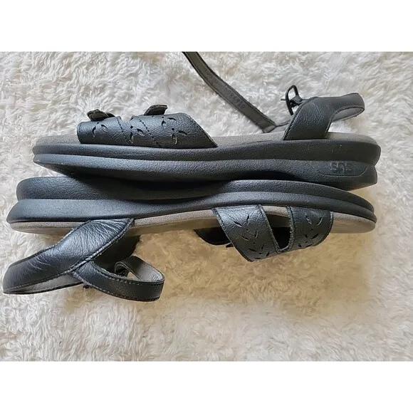 SAS Women's Duo Sandal Size 10.5 S Black Leather Tripad Comfort Made In USA