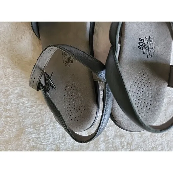 SAS Women's Duo Sandal Size 10.5 S Black Leather Tripad Comfort Made In USA