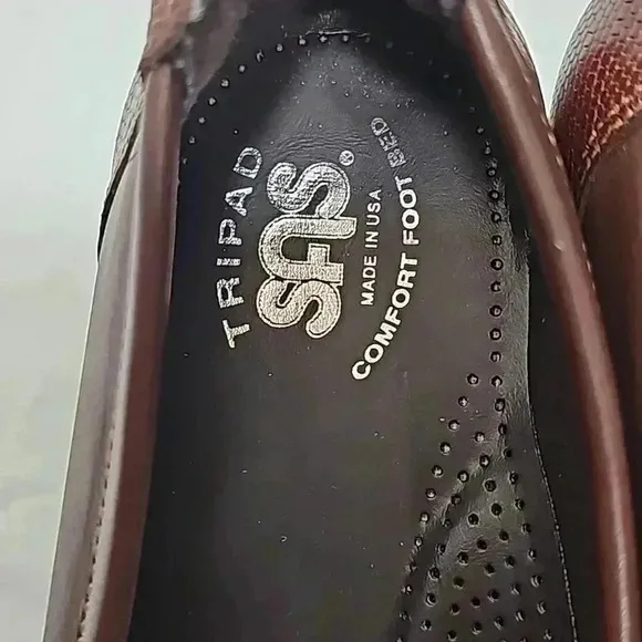 SAS womens leather penny loafer shoes sz 9.5W brown slip-on two-tone Cus…