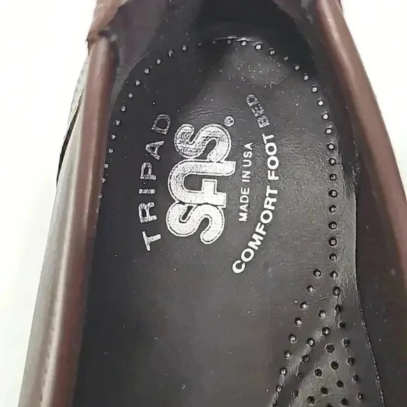 SAS womens leather penny loafer shoes sz 9.5W brown slip-on two-tone Cus…