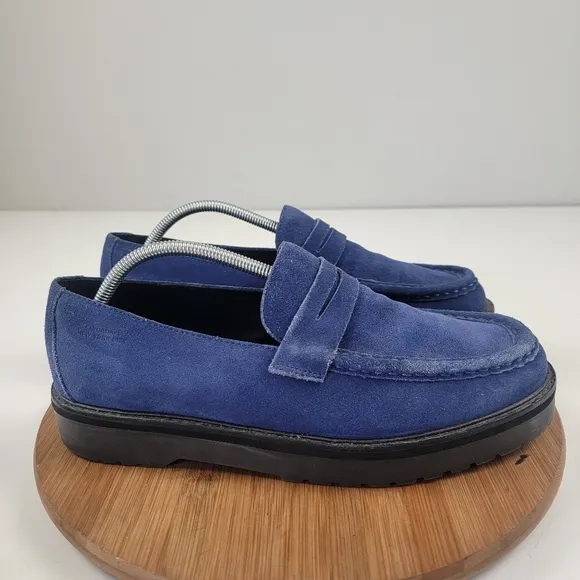 Saturdays New York City Blue Suede Chunky Penny Loafers Mens Size 10.5