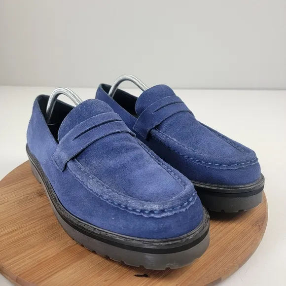 Saturdays New York City Blue Suede Chunky Penny Loafers Mens Size 10.5