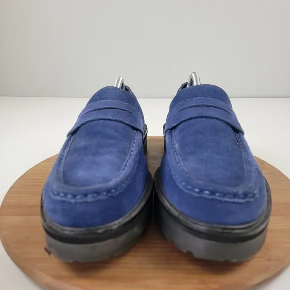 Saturdays New York City Blue Suede Chunky Penny Loafers Mens Size 10.5