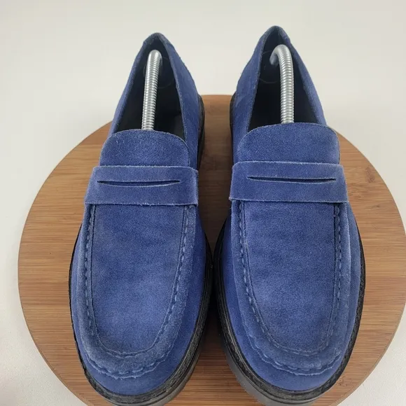 Saturdays New York City Blue Suede Chunky Penny Loafers Mens Size 10.5