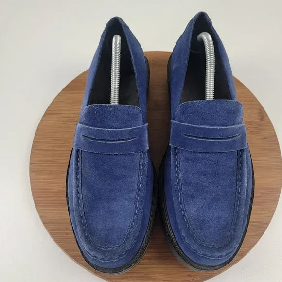 Saturdays New York City Blue Suede Chunky Penny Loafers Mens Size 10.5