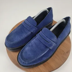 Saturdays New York City Blue Suede Chunky Penny Loafers Mens Size 10.5