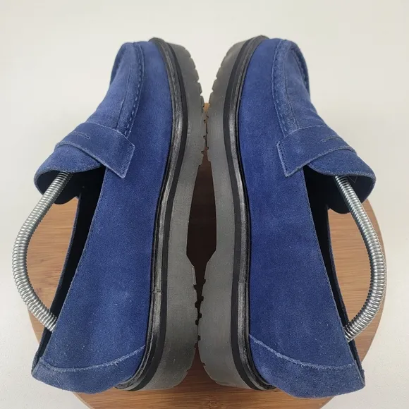 Saturdays New York City Blue Suede Chunky Penny Loafers Mens Size 10.5