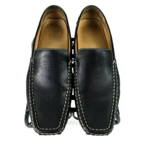 Sax 5th Avenue Black Slip On Leather Moc Toe Driving Style Loafers Mens 10.5