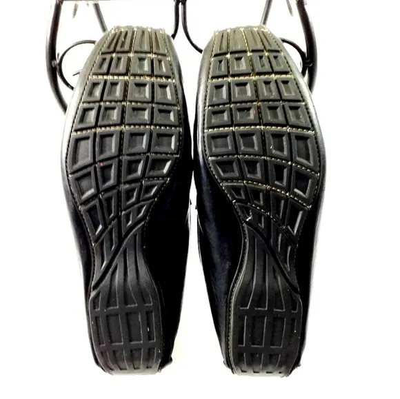 Sax 5th Avenue Black Slip On Leather Moc Toe Driving Style Loafers Mens 10.5