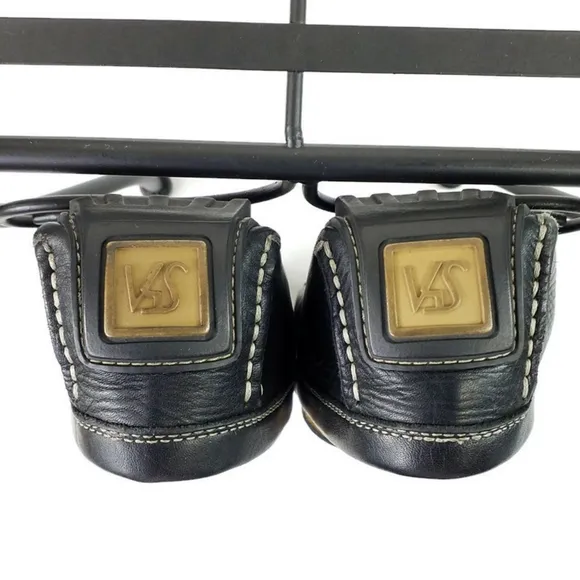 Sax 5th Avenue Black Slip On Leather Moc Toe Driving Style Loafers Mens 10.5