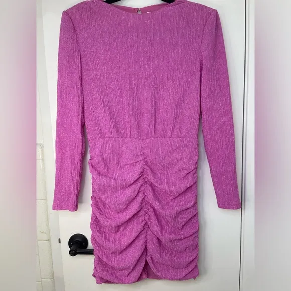 SAYLOR Sonja Ruched Skirt Long‎ SleeveMinidress Coctail Pink Orchid Dress