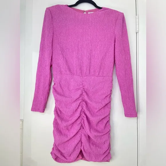 SAYLOR Sonja Ruched Skirt Long‎ SleeveMinidress Coctail Pink Orchid Dress