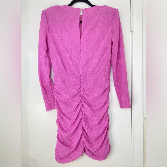 SAYLOR Sonja Ruched Skirt Long‎ SleeveMinidress Coctail Pink Orchid Dress