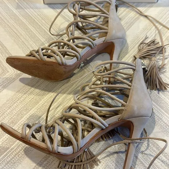 Schultz Women’s Valquis Lace Up Tassel Stiletto Heeled Sandals