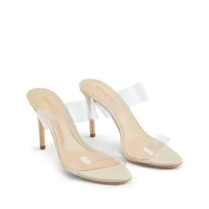SCHUTZ Ariella Sandal in Vinyl/Nude Size 8
