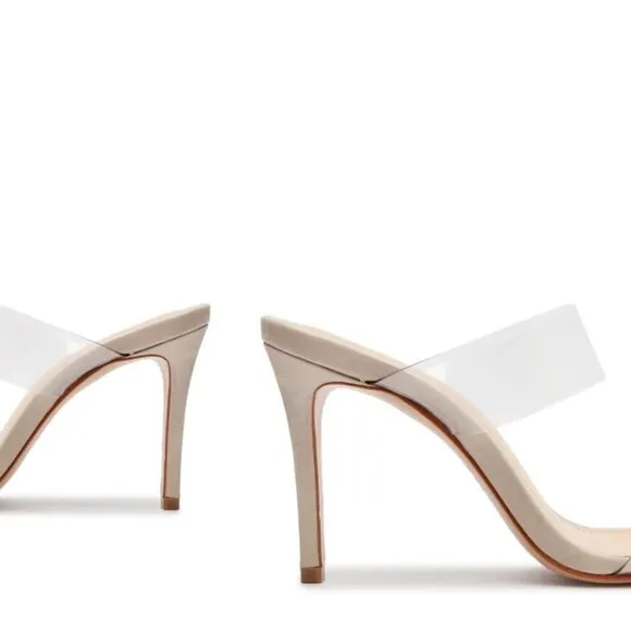 SCHUTZ Ariella Sandal in Vinyl/Nude Size 8