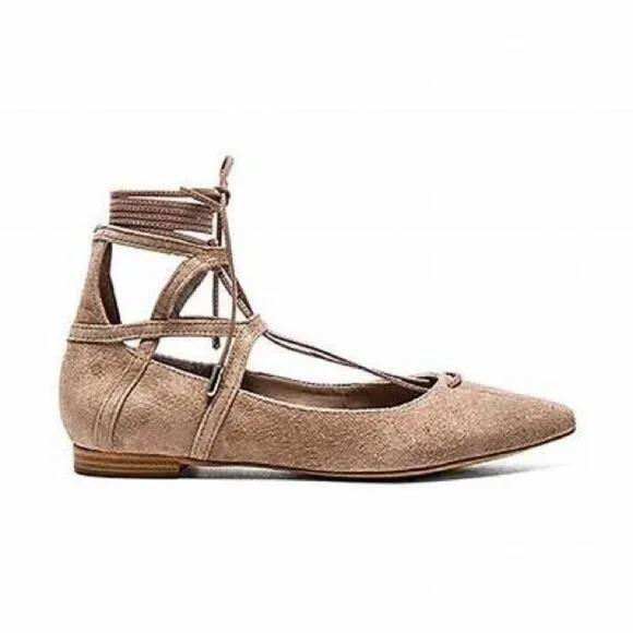 Schutz Beryl Snake Print Lace Up Tie Strappy Flats Size 38