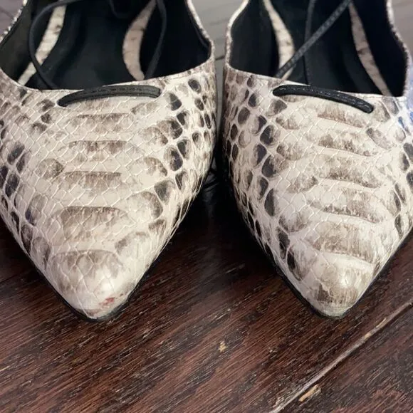 Schutz Beryl Snake Print Lace Up Tie Strappy Flats Size 38