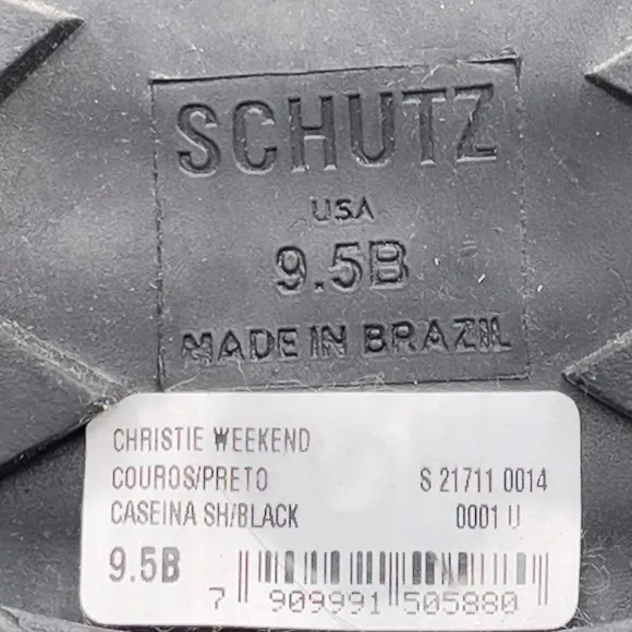 Schutz Black Leather Lug Loafers Christie Weekend Size 9.5