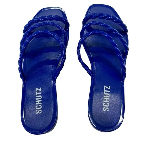 Schutz Diana Braided Trio-Strap Slide Sandals
