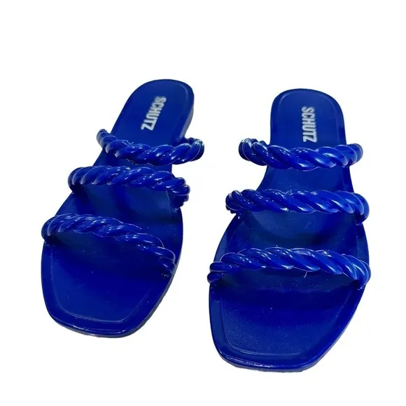 Schutz Diana Braided Trio-Strap Slide Sandals