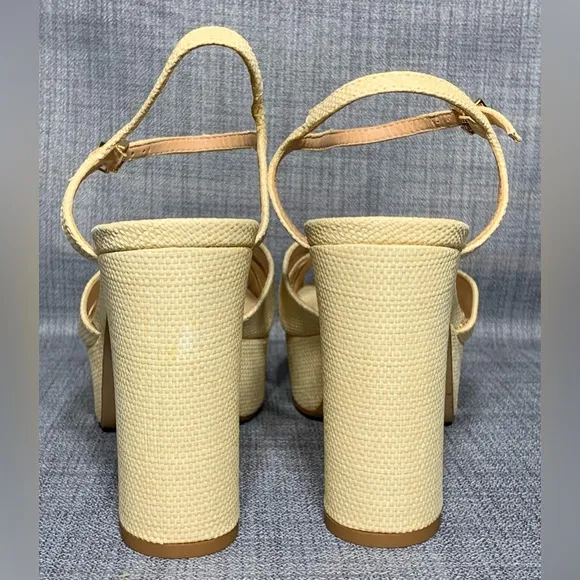 SCHUTZ Keefa Raffia Platform Sandals Natural Woven Size 9.5B