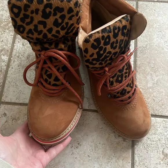 Schutz Keida Leopard Calf Hair Boots