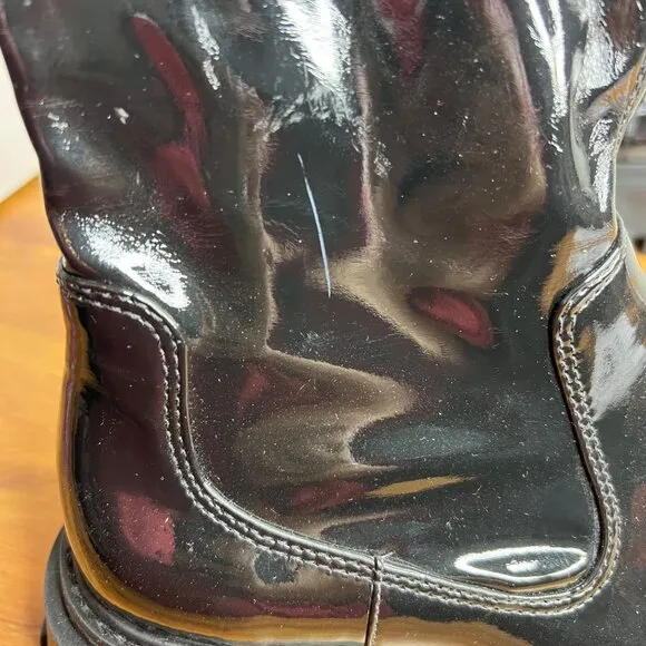 Schutz Kendy Lug Sole Combat Boots Womens Size 10 Black Patent Leather NEW