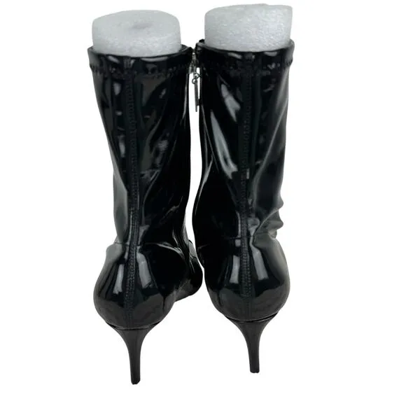 SCHUTZ LUH PATENT LEATHER STRETCH MID CALF BOOTS IN BLACK NEW WOMEN'S SIZE 8B