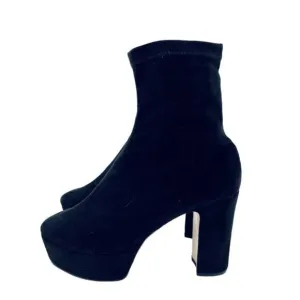 Schutz Susien Platform Boots Side Zip Black Suede Leather SZ 9 New $280