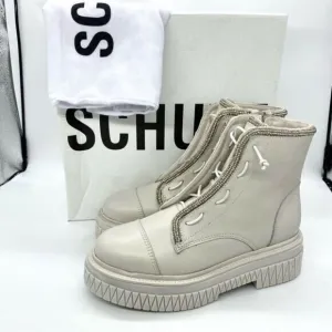 Schutz Amirah Boots in Pearl Platform Chunky Combat Moto Bratz