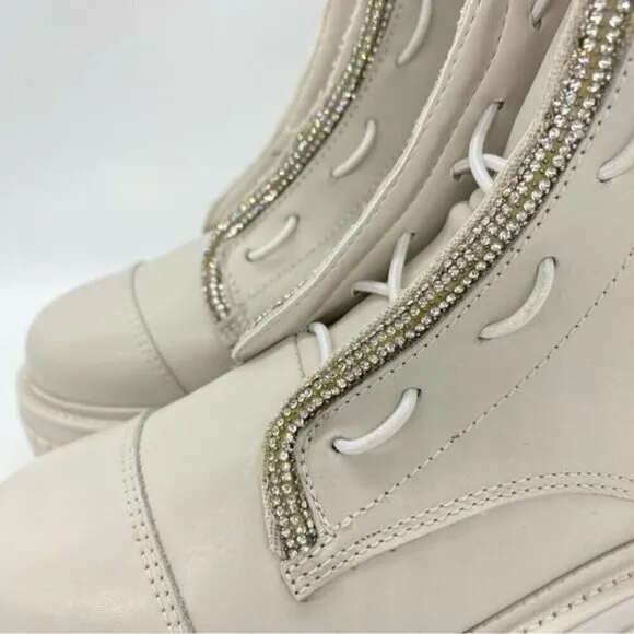 Schutz Amirah Boots in Pearl Platform Chunky Combat Moto Bratz
