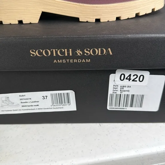 SCOTCH &amp; SODA Made In Portugal Suede Cozy Hiker Boots burgundy Euro/37/ 6.5/7