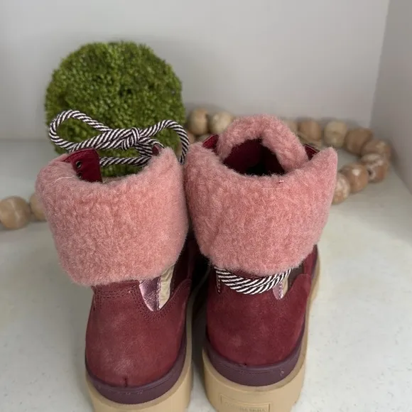 SCOTCH &amp; SODA Made In Portugal Suede Cozy Hiker Boots burgundy Euro/37/ 6.5/7