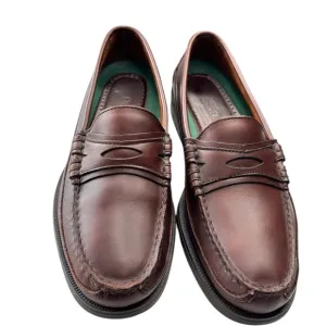 Sebago Penny Loafer Burgundy Brown Leather Hand Sewn Shoe Sz 8.5 Made in the USA