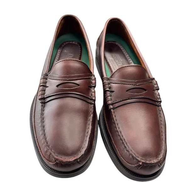 Sebago Penny Loafer Burgundy Brown Leather Hand Sewn Shoe Sz 8.5 Made in the USA